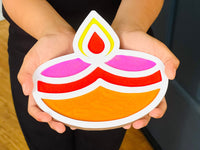 Diwali Diya Rangoli Decoration Mat - Mess Free, Portable - 6 inches for Diwali Decoration, Diwali Gift, Diwali Decor, Puja