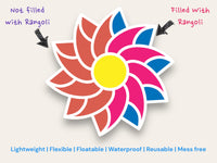 Rangoli Flower Mess-free Foam Mat, Includes 2 mats, 9.25 in wide for Diwali, Indian festivals, Home Decor, Entryway Door, Puja, Weddings