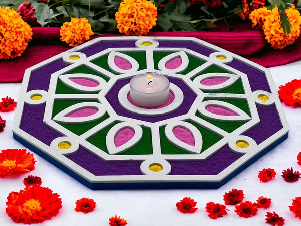 Diwali Rangoli Mess-free Foam Mat, Includes 2 mats. 10 inches wide for Indian festivals, Home Decor, Entryway Door, Puja