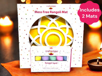 Diwali decoration Rangoli, Mess Free Inclides 2 mats, 9.25 in wide for Indian festivals, Home Decor, Entryway Door, Puja, Weddings.