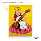 Saraswati Mata Jigsaw Puzzle Game for Kids | 20 Pieces | 8 x 6 inches | Goddess Saraswati - Return Gift for Kids for Pooja | Basant Panchami