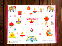 Diwali Gift Box - Diwali Festival Decoration - Window Clings, Washi Tape, Stencils, Stickers for Kids