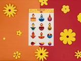 Diwali Stickers - Diya Lamp - 12 stickers on 1 sticker sheet