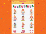 Hindu Gods, Goddesses and Symbols - 13 stickers on 1 sticker sheet