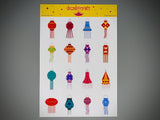 Diwali Stickers - Lantern - 12 stickers on 1 sticker sheet