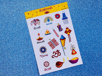 Diwali Sticker Collection - 17 stickers on 1 sticker sheet