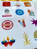 5 days of Diwali Celebration stickers - Dhanteras, Choti Diwali, Laxmi Pooja, Balipratipada, Bhai Dooj - 50+ stickers on 5 sticker sheets