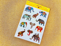 Elephant Stickers - Decorative/Ornate/Indian Elephant Stickers - 11 stickers on 1 sticker sheet
