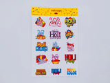 Happy Holi Sticker Sheet - Festival of Colors/Holi Hai - 16 stickers on 1 sheet
