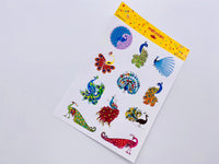 Peacock Sticker Sheet - Decorative/Ornate - 11 stickers on 1 sticker sheet