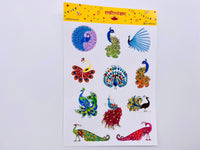 Peacock Sticker Sheet - Decorative/Ornate - 11 stickers on 1 sticker sheet