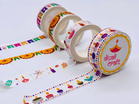 Diwali themed Washi tapes - Set of 4 unique Washi Tapes featuring Diya, Sparklers, Toran, Banner pattern