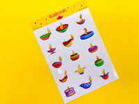 Diwali Diya Stickers - 15 stickers on 1 sticker sheet
