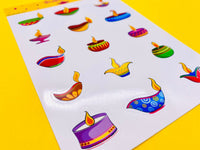 Diwali Diya Stickers - 15 stickers on 1 sticker sheet