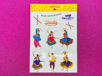 Navratri Dandiya Sticker Sheet - Kanya Pujan Gift - 11 stickers on 1 sticker sheet