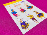 Navratri Dandiya Sticker Sheet - 11 stickers on 1 sticker sheet