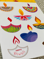 Diwali Diya Stickers - 8 indian festival stickers on 1 sticker sheet