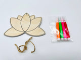 Lotus Wood Coloring Kit for kids, DIY Gift for children, kids coloring, wood coloring