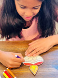 Diwali Diya Coloring Kit for Kids, DIY Gift, Diwali Favors for children, kids coloring, wood coloring