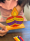 Indian Diya Wood Coloring Kits for Kids, DIY Gift for children, kids coloring, wood coloring