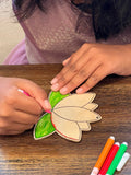 Lotus Wood Coloring Kit for kids, DIY Gift for children, kids coloring, wood coloring