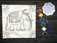 Elephant Canvas Coloring Kit for kids, DIY Gift for children, kids coloring, diwali party favors, canvas coloring