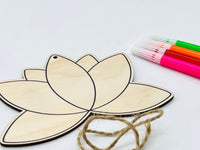 Lotus Wood Coloring Kit for kids, Diwali favor, DIY Gift for children, kids coloring, wood coloring