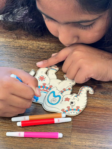 Elephant Wood Coloring Kit for Kids, Diwali Favor, DIY Gift for Children, Kids  Coloring, Wood Coloring -  Israel