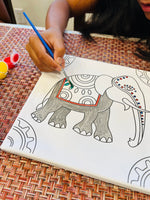 Elephant Canvas Coloring Kit for kids, DIY Gift for children, kids coloring, party favors, canvas coloring