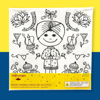 Indian Boy Canvas Coloring Kit for kids, Diwali favor, DIY Gift for children, kids coloring, party favors, canvas coloring