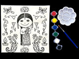 Indian Girl Canvas Coloring Kit for kids, DIY Gift for children, kids coloring, party favors, canvas coloring