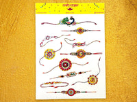 Rakhi Stickers for Raksha Bandhan - Decorate cards, gifts and much more, 11 stickers on 1 sticker sheet