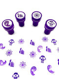 Diwali Art Self-ink Stamps for Kids - 24 Unique Indian themed designs, 6 Colors, Party Favors, Activity for Indian festivals & occasions