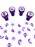 Self-ink Stamps for Kids - 24 Unique Indian themed designs, 6 Colors, Party Favors, Activity for Indian festivals, events & occasions