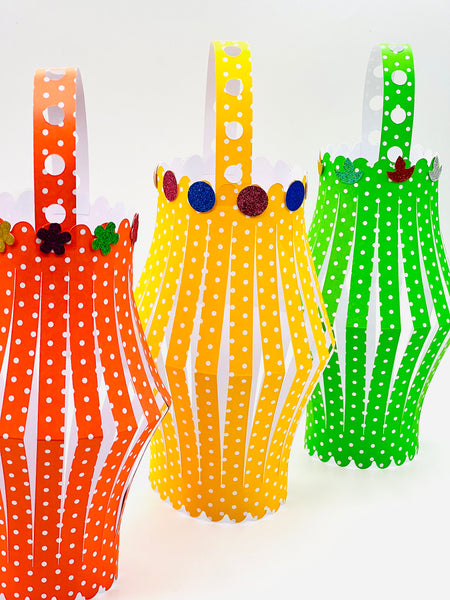 Diwali Paper Lantern Craft Kit - Assorted Colors - DIY Diwali Decoration, Kids Activity/Favor, Diwali Gift for Kids