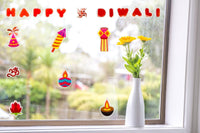 Diwali Gel Clings - 19 PCS Removable, Reusable (single side only), Decorate Puja Mandir, Window, Door, Refrigerator, Fireplace and much more