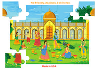 Holi Kid Jigsaw Puzzle Game -  8 x 6 inches - Made in USA - Krishna and Radha playing Holi