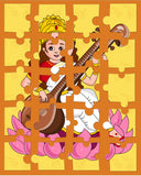 Saraswati Mata Jigsaw Puzzle Game -  8 x 6 inches - Made in USA - Goddess Saraswati - Return Gift for Kids for Pooja | Puja