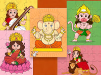Set of 5 - Hindu Gods & Goddesses Puzzle-  8 x 6 inches - Made in USA -  Return Gift for Kids for Pooja | Puja