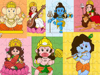 Set of 7 - Hindu Gods & Goddesses Puzzle-  8 x 6 inches - Made in USA -  Return Gift for Kids for Pooja | Puja
