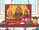 Diwali Dhanteras Puja Puzzle Game -  8 x 6 inches - Made in USA - Laxmi | Diwali return gift | Puja return gift