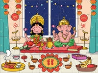 5 Days of Diwali Kid Jigsaw Puzzle Game -  Set of 5,  8 x 6 inches - Made in USA - Diwali Kids Gift - Teach Indian Culture via Games